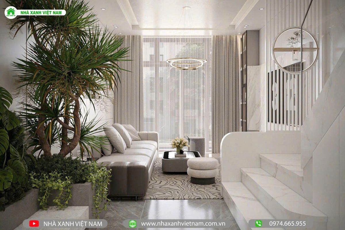 Mẫu Nhà 2 Tầng Hiện Đại Đẹp 4x20m tại Biên Hòa - NP2T-NX-9 21 3D phòng khách nhà 2 tầng hiện đại - view 1