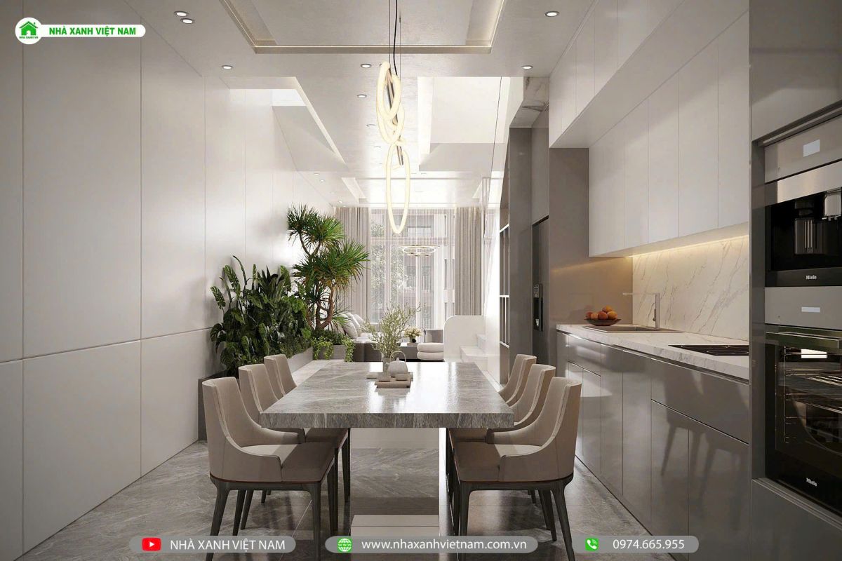 Mẫu Nhà 2 Tầng Hiện Đại Đẹp 4x20m tại Biên Hòa - NP2T-NX-9 25 3D bếp nhà 2 tầng hiện đại - view 1