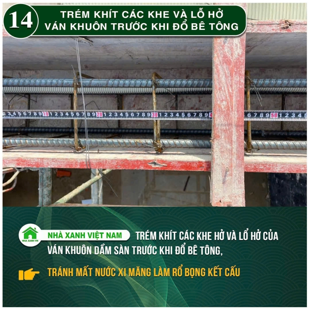 #77 Biện pháp thi công và Quy Trình bắt buộc trong thi công 91 Trém khít các khe và lổ hở ván khuôn trước khi đổ bê tông