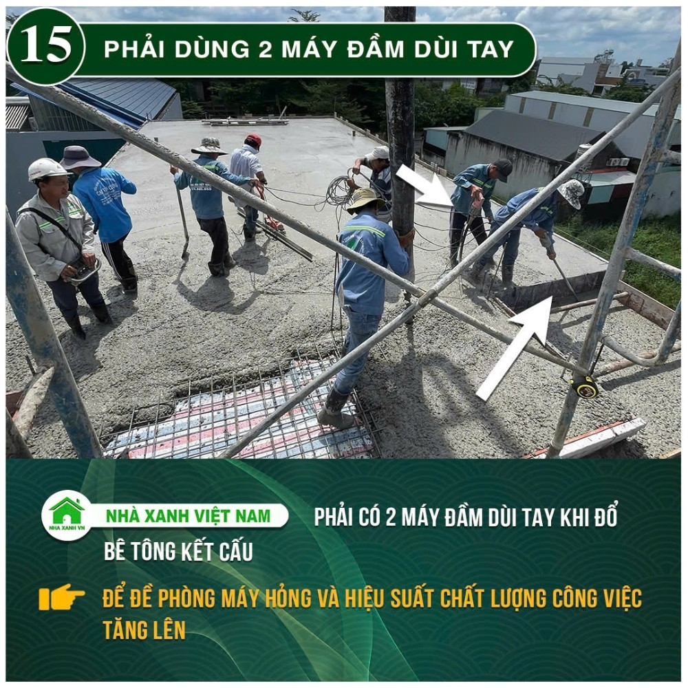 #77 Biện pháp thi công và Quy Trình bắt buộc trong thi công 92 Phải dùng 2 máy đầm dùi tay