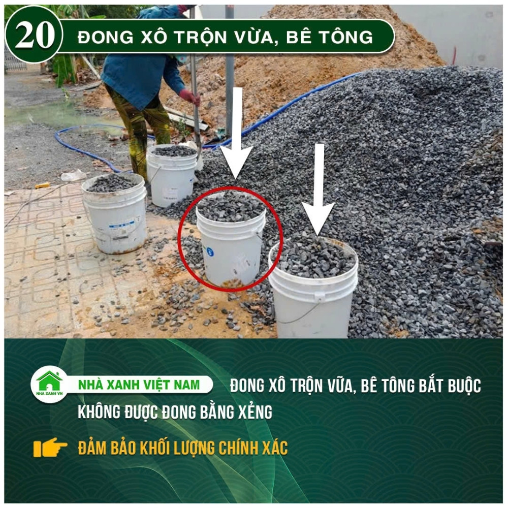 #77 Biện pháp thi công và Quy Trình bắt buộc trong thi công 97 Đong xô trộn vữa, bê tông