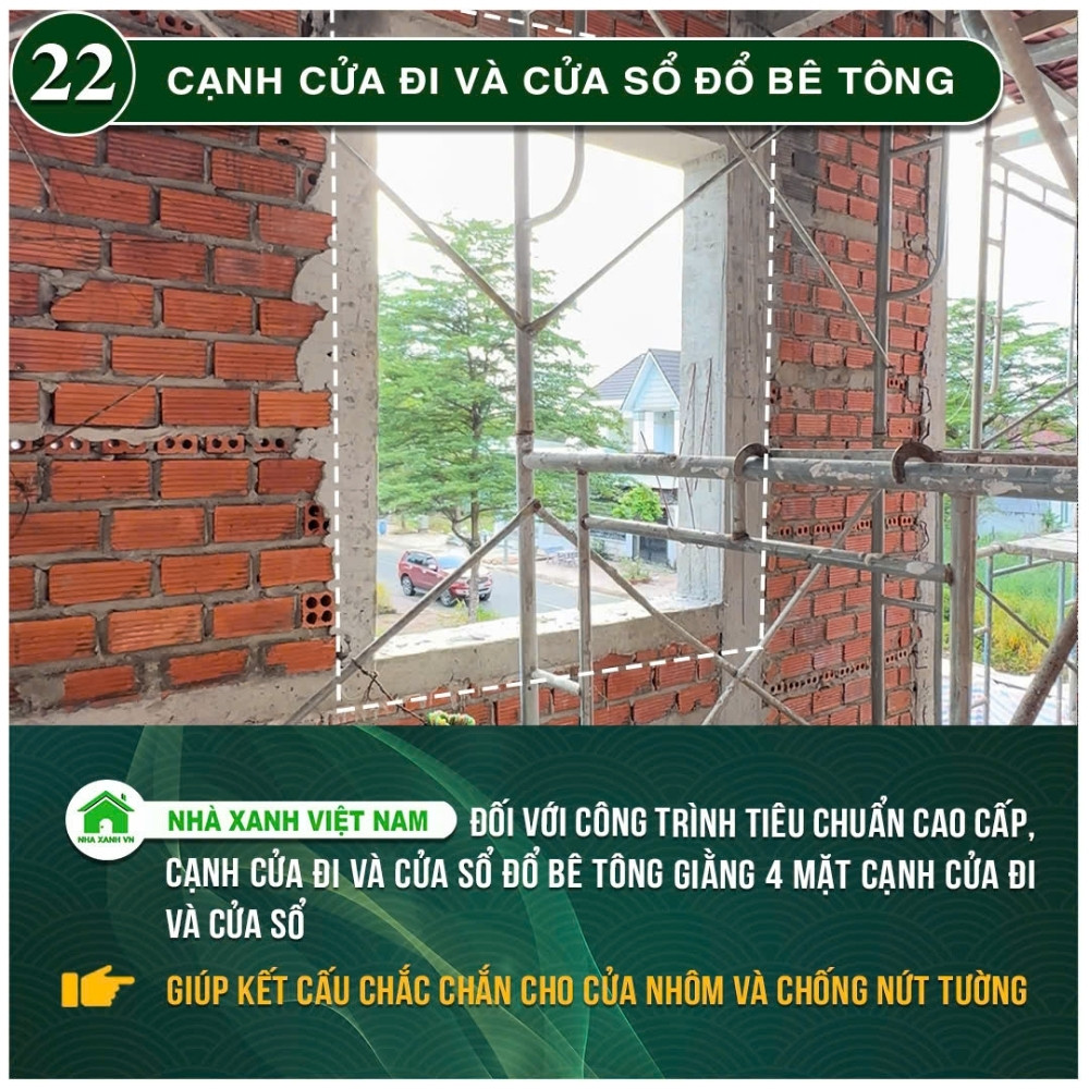 #77 Biện pháp thi công và Quy Trình bắt buộc trong thi công 99 Cạnh cửa đi và cửa sổ đổ bê tông