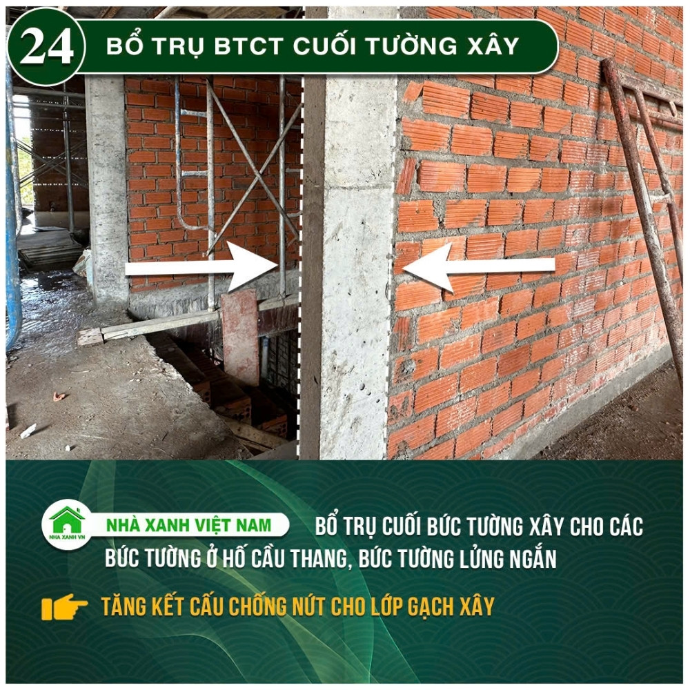 #77 Biện pháp thi công và Quy Trình bắt buộc trong thi công 101 Bổ trụ BTCT cuối tường xây