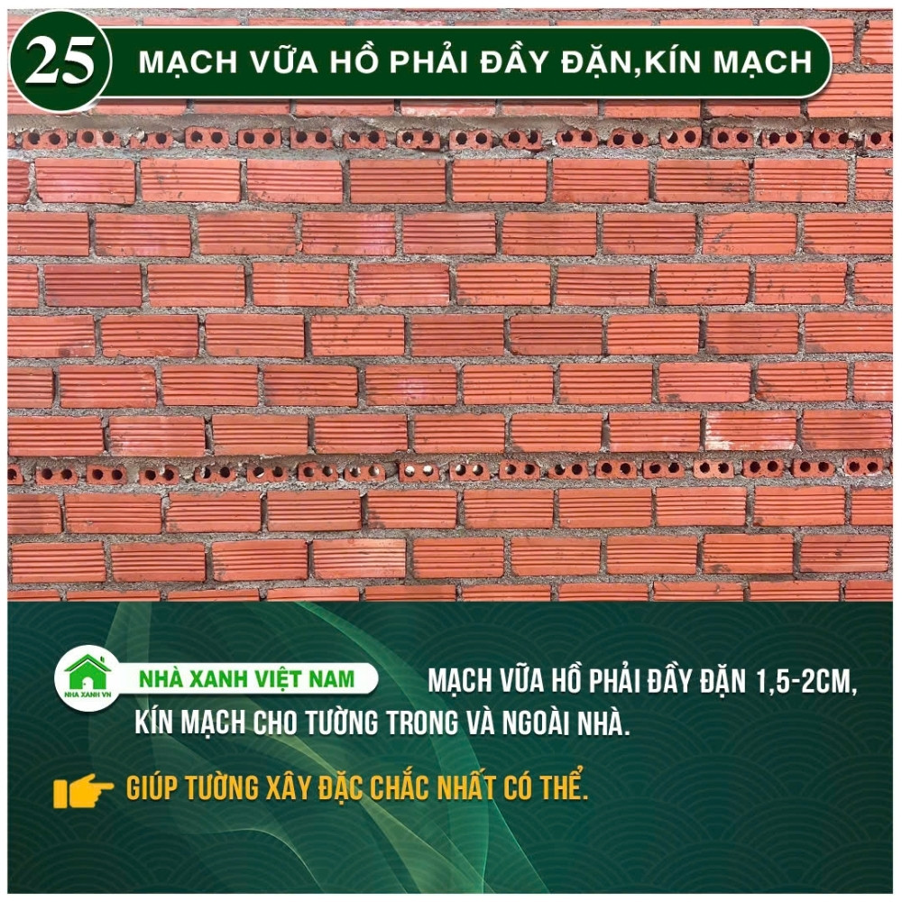 #77 Biện pháp thi công và Quy Trình bắt buộc trong thi công 102 Mạch vữa hồ phải đầy đặn, kín mạch