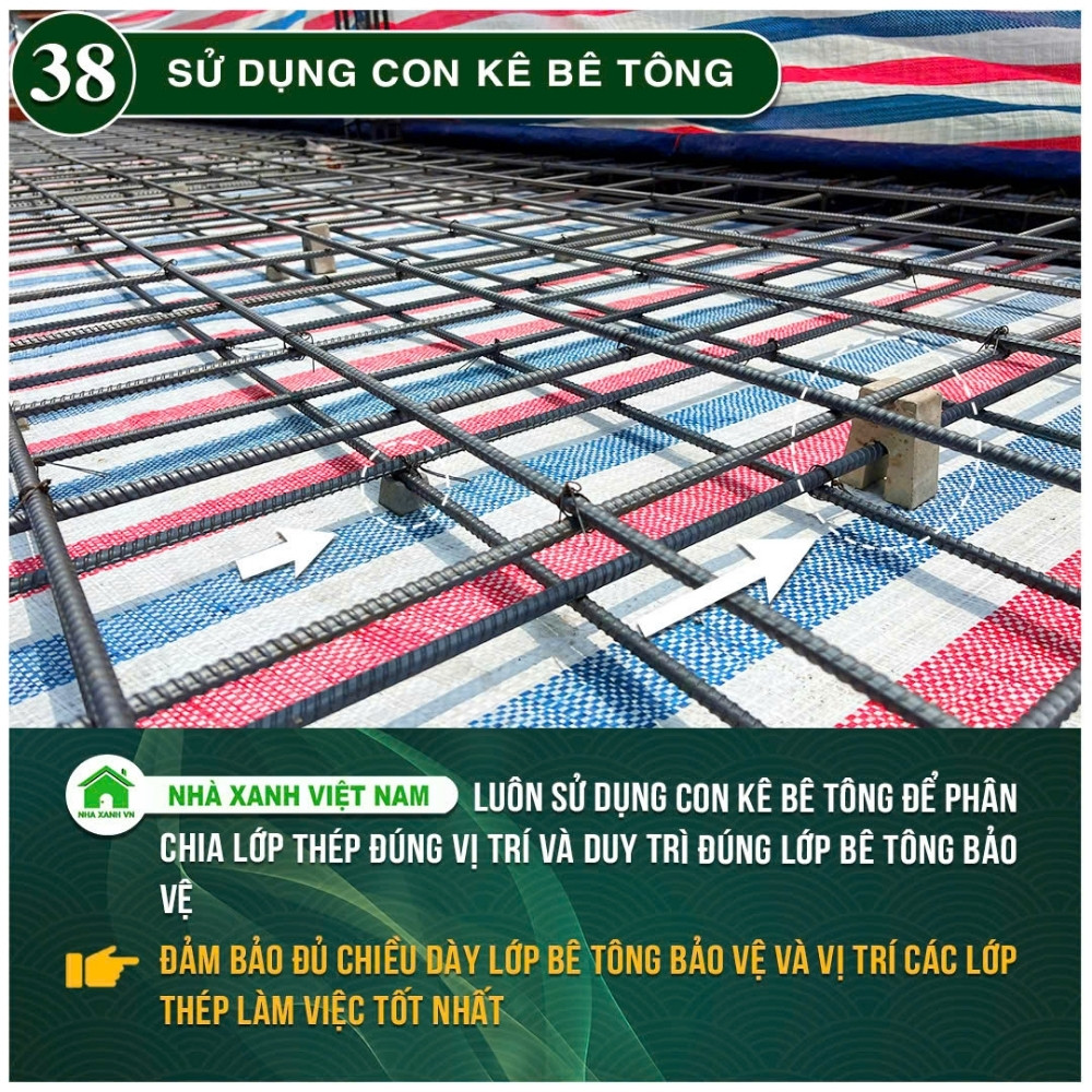 #77 Biện pháp thi công và Quy Trình bắt buộc trong thi công 115 Sử dụng con kê bê tông