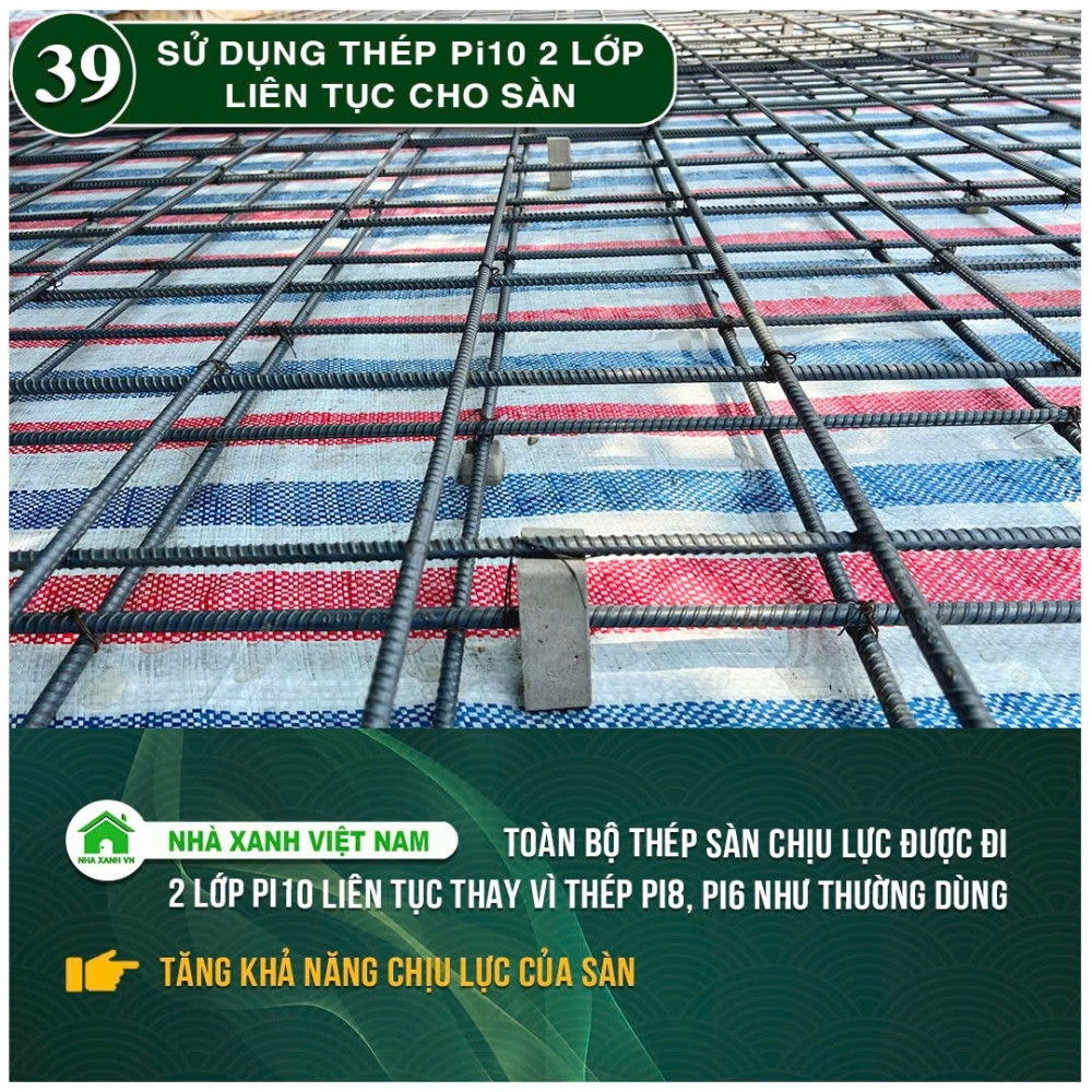 #77 Biện pháp thi công và Quy Trình bắt buộc trong thi công 116 Sử dụng thép pi10 2 lớp liên tục cho sàn