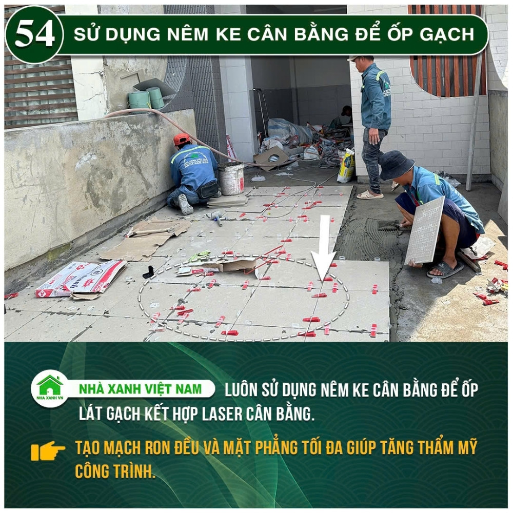#77 Biện pháp thi công và Quy Trình bắt buộc trong thi công 131 Sử dụng nêm ke cần bằng để ốp lát gạch