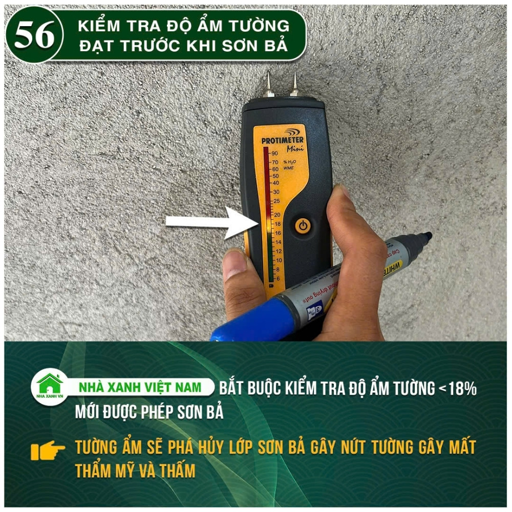 #77 Biện pháp thi công và Quy Trình bắt buộc trong thi công 133 Kiểm tra độ ẩm tường đạt trước khi sơn bả