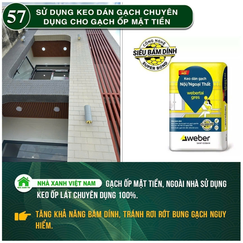 #77 Biện pháp thi công và Quy Trình bắt buộc trong thi công 134 Sử dụng keo dán gạch chuyên dụng cho gạch ốp mặt tiền