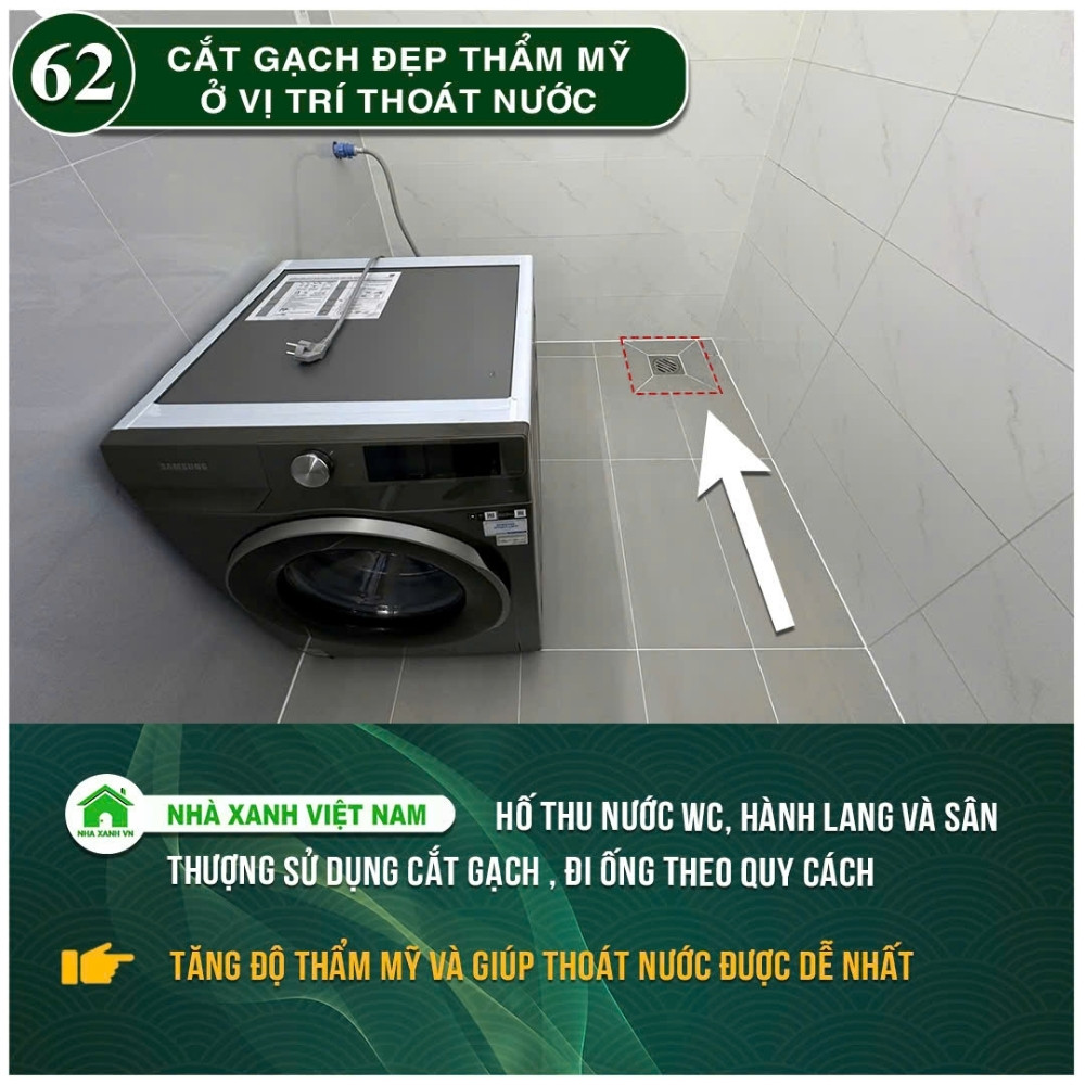 #77 Biện pháp thi công và Quy Trình bắt buộc trong thi công 139 Cắt gạch đẹp thẫm mỹ ở vị trí thoát nước.