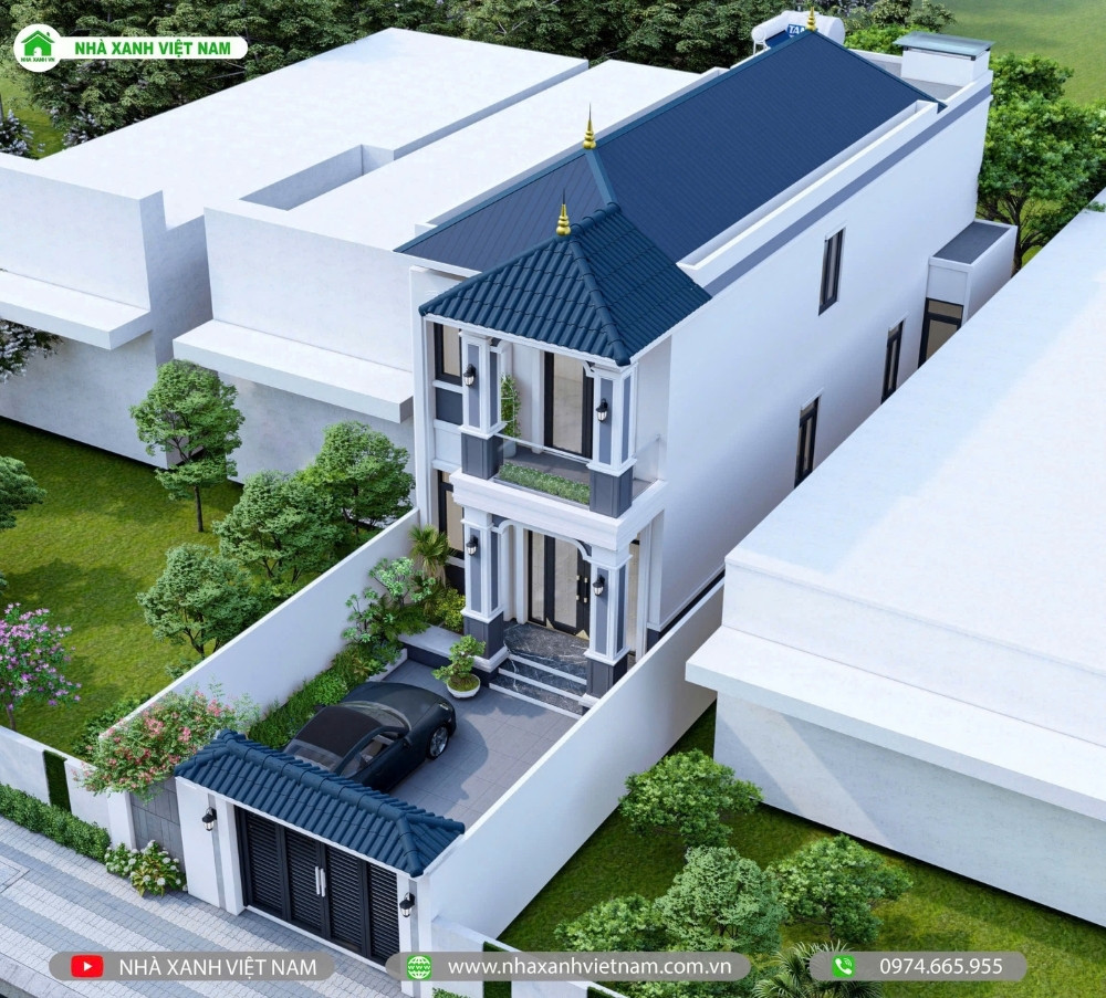 Mẫu nhà 1 trệt 1 lầu mái Nhật 6x16,5m 3 phòng ngủ NP2T-NX-11 14 3D ngoại thất mẫu nhà 1 trệt 1 lầu mái Nhật 6x16,5m - view từ trên xuống
