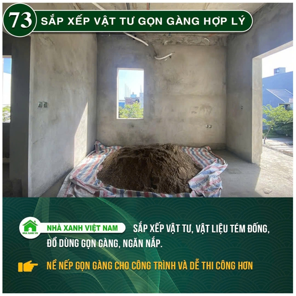 #77 Biện pháp thi công và Quy Trình bắt buộc trong thi công 150 Sắp xếp vật tư gòn gàng hợp lý