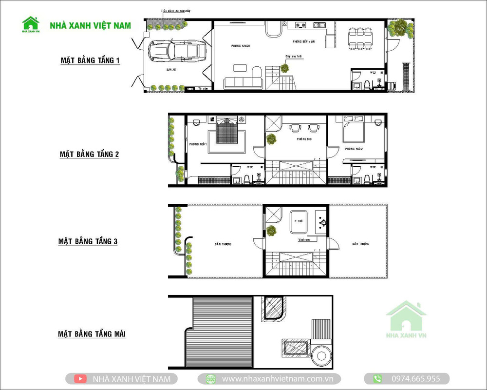 Mẫu nhà phố hiện đại 1 trệt 2 lầu 5.5x20m NP3T-NX-2 7 Công năng các tầng mẫu nhà phố hiện đại 1 trệt 2 lầu 5.5x20m