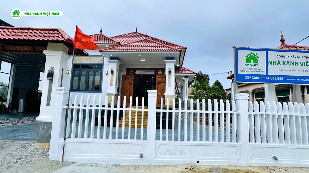 Mẫu nhà cấp 4 mái Nhật đẹp 9.3x17m NCB-202502 92 Phân hàng rào hoàn thiện