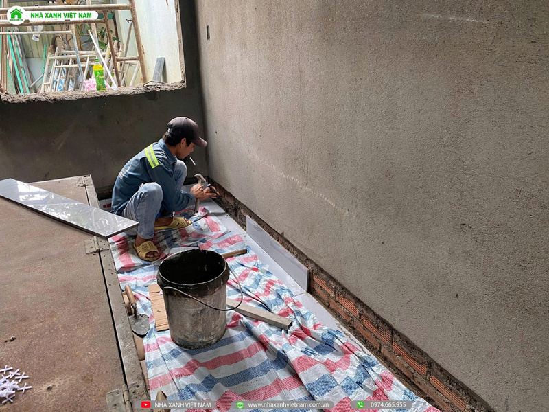 Mẫu nhà 1 trệt 1 lầu mái Nhật 6x16,5m 3 phòng ngủ NP2T-NX-11 60 Ốp gạch chân tường