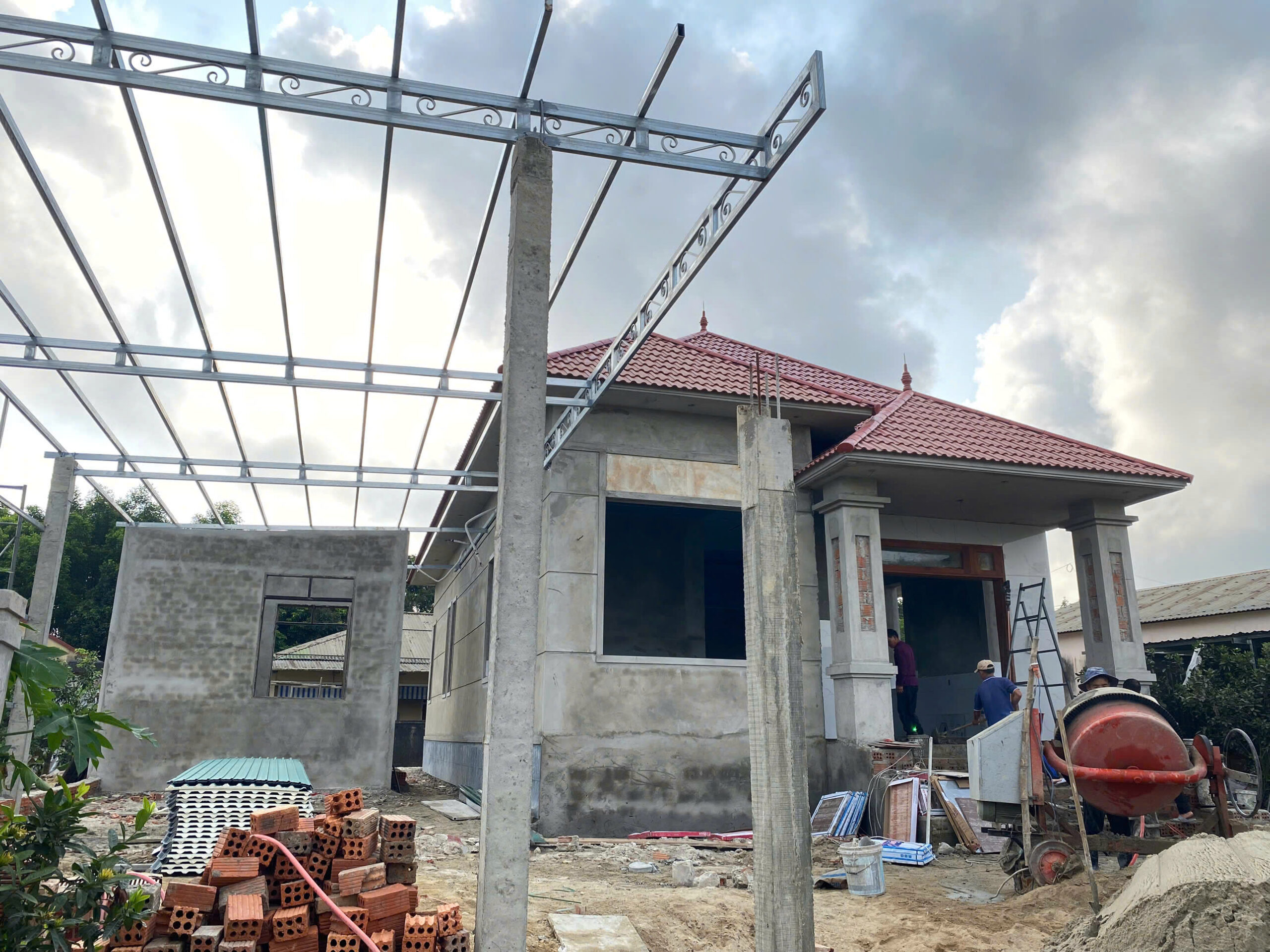 Mẫu nhà cấp 4 mái Nhật đẹp 9.3x17m NCB-202502 79 Căn nhà trong giai đoạn hoàn thiện phần thô
