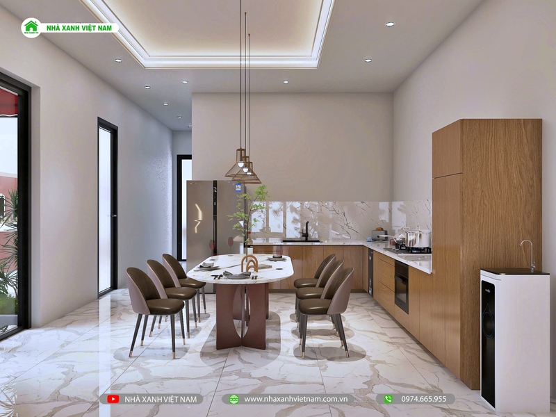 Mẫu Nhà 1 trệt 1 lầu 8x18m hiện đại tại Đồng Nai NP2T-NX-13 30 3D nội thất căn bếp - view 2