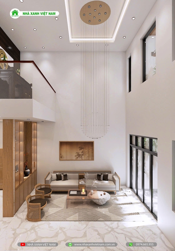 Mẫu Nhà 1 trệt 1 lầu 8x18m hiện đại tại Đồng Nai NP2T-NX-13 25 3D nội thất phòng khách - view 2