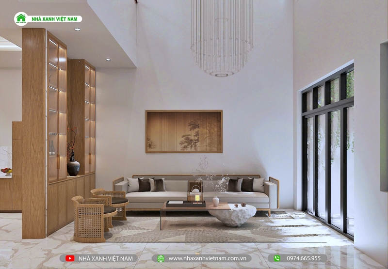 Mẫu Nhà 1 trệt 1 lầu 8x18m hiện đại tại Đồng Nai NP2T-NX-13 26 3D nội thất phòng khách - view 3