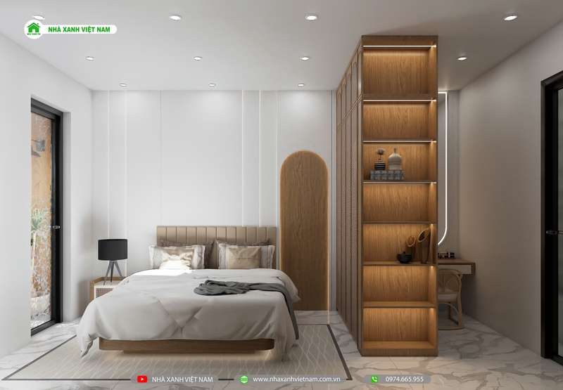 Mẫu Nhà 1 trệt 1 lầu 8x18m hiện đại tại Đồng Nai NP2T-NX-13 34 3D nội thất phòng ngủ Master