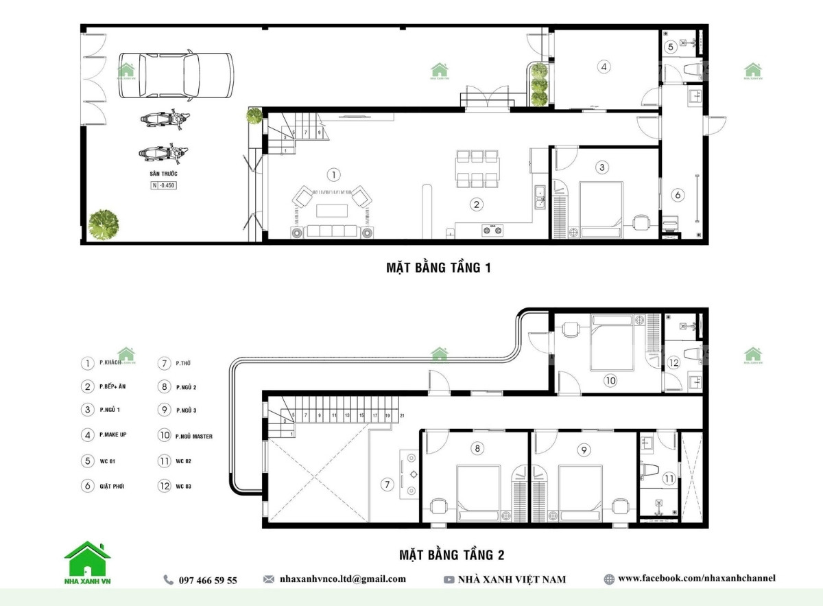 Công năng 2 tầng mẫu Nhà 1 trệt 1 lầu 8x18m