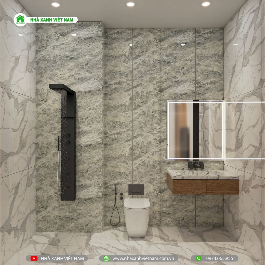 Mẫu Nhà 1 trệt 1 lầu 8x18m hiện đại tại Đồng Nai NP2T-NX-13 36 3D nội thất phòng WC