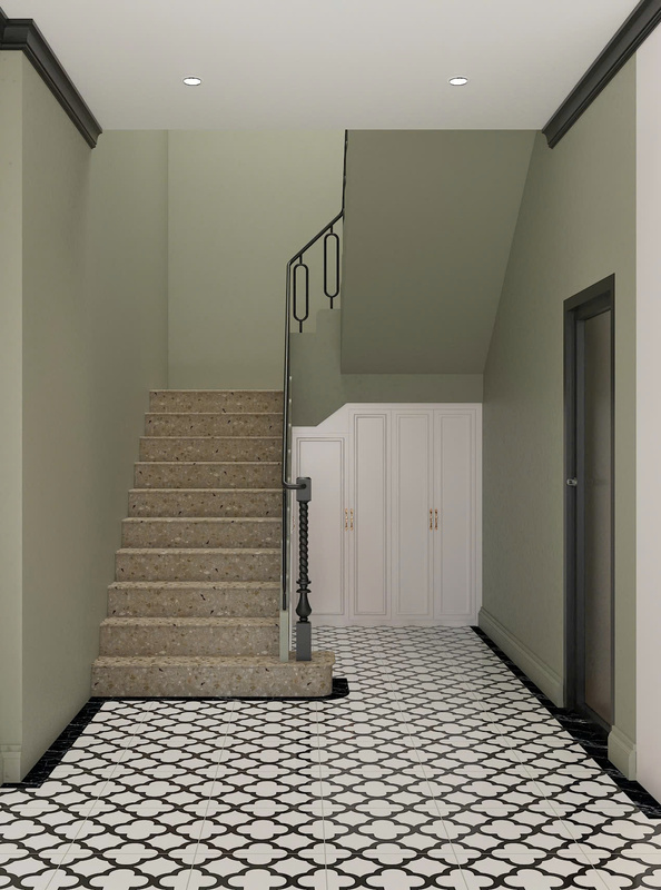 View cầu thang mẫu biệt thự 2 tầng