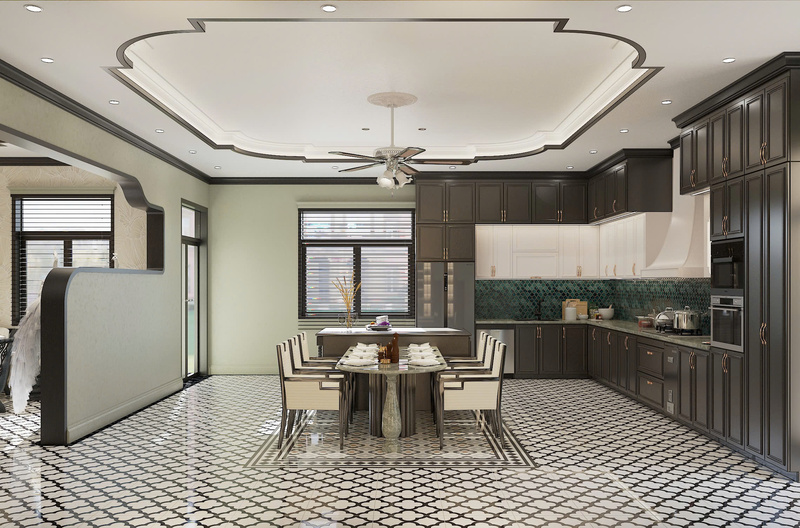 3D nội thất căn bếp mẫu biệt thự