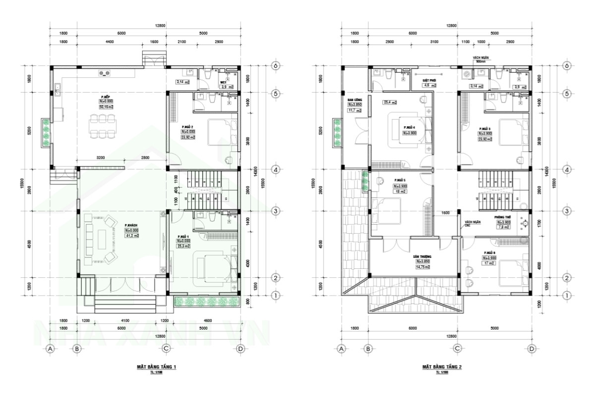 Mẫu nhà 2 tầng mái Nhật hiện đại 12.5mx15.5m - MN2T-ĐN03 8 Công năng 2 tầng mẫu nhà mái Nhật sân vườn