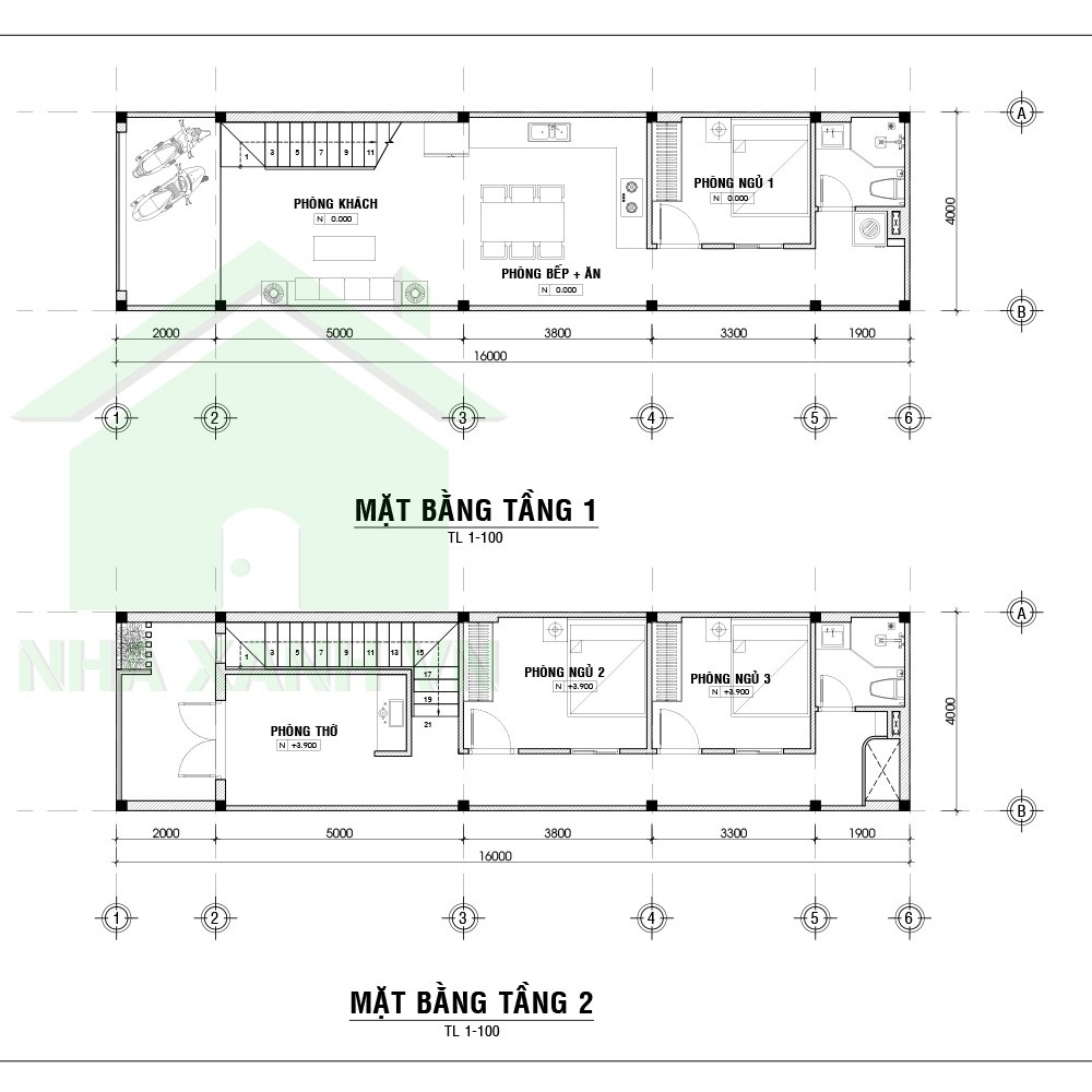 Mẫu nhà phố 2 tầng hiện đại 4x16m tại Biên Hòa NP2T-NX-14 58 Công năng 2 tầng mẫu nhà phố 4x16m