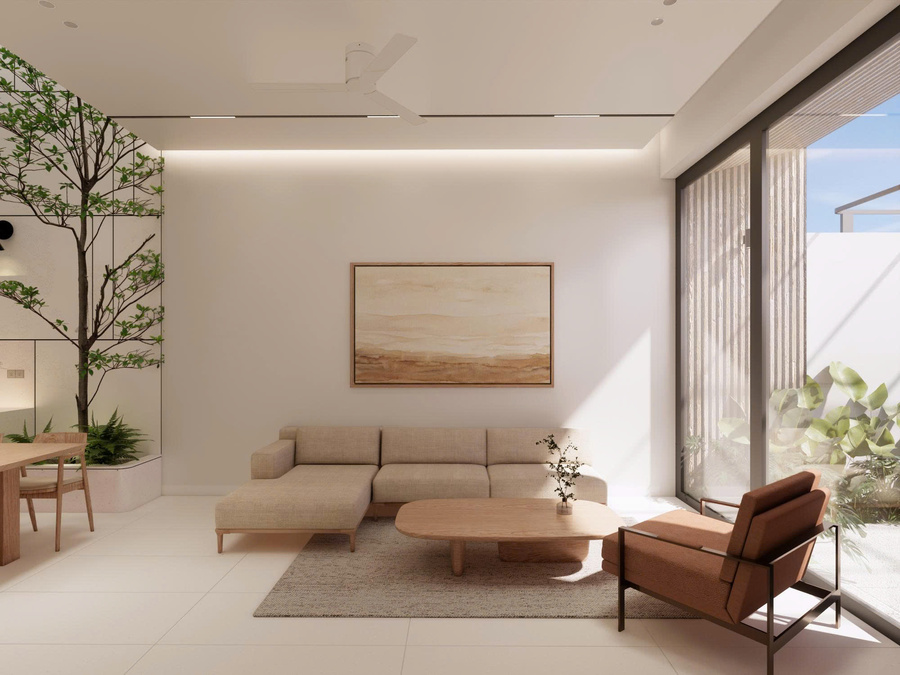 3D nội thất phòng khách - view 1