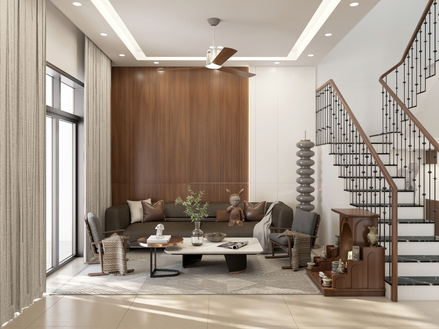 3D nội thất phòng khách  - view 1