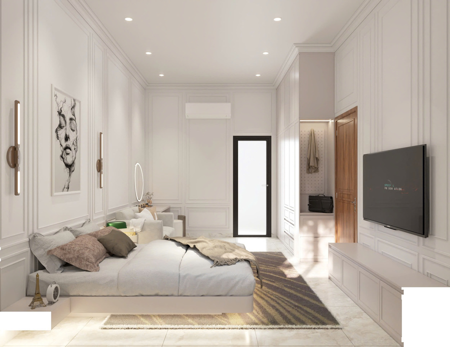 Mẫu nhà 4 tầng 9mx16m tân cổ điển NP4T-NX-8 45 Nội thất phòng ngủ master - view 2