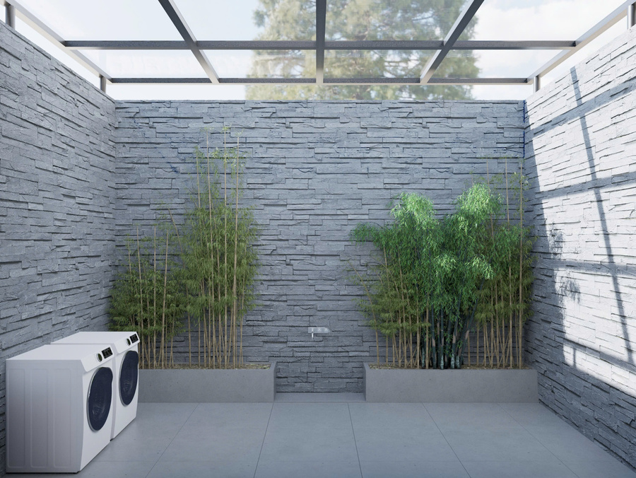 3D nội thất khu giặt phơi - view 2