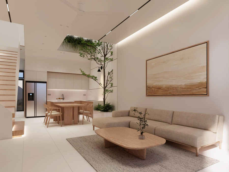 3D nội thất phòng khách - view 2