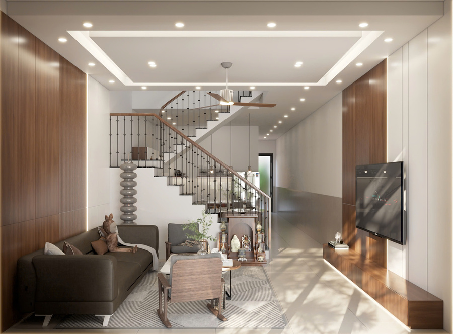 3D nội thất phòng khách  - view 2