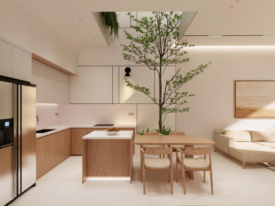 3D nội thất căn bếp - view 3