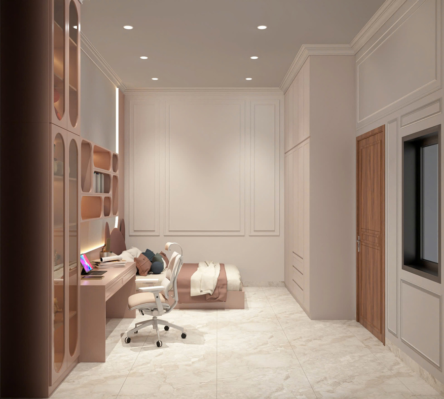 Mẫu nhà 4 tầng 9mx16m tân cổ điển NP4T-NX-8 49 Nội thất phòng ngủ phụ