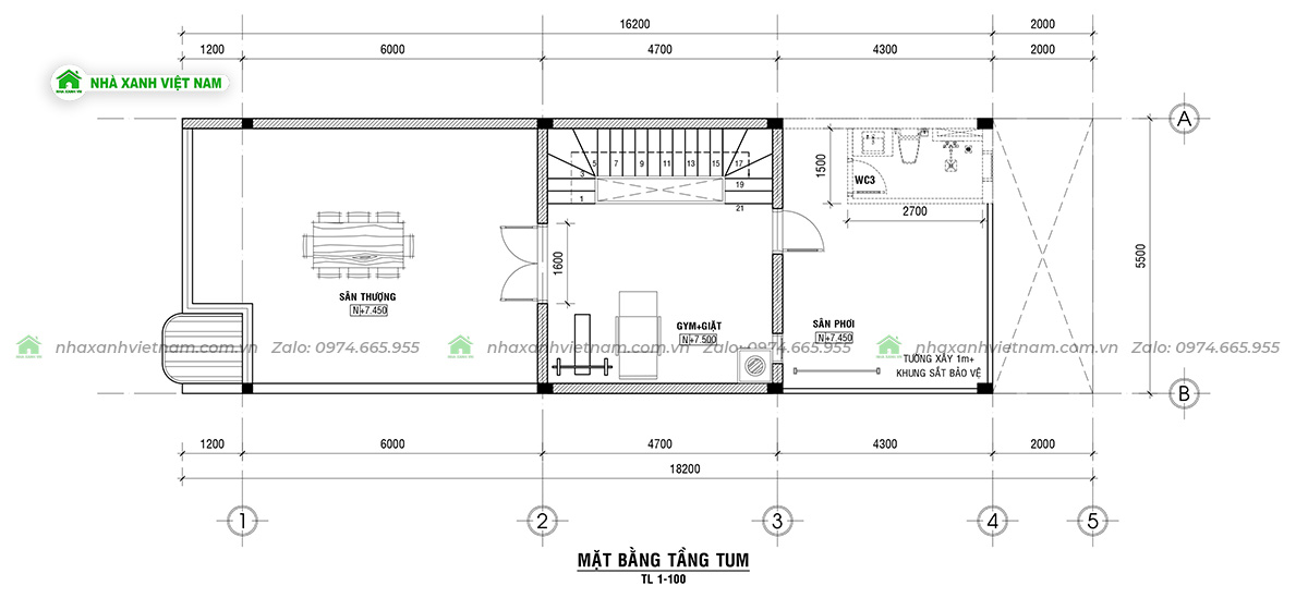 Mặt bằng tầng tum